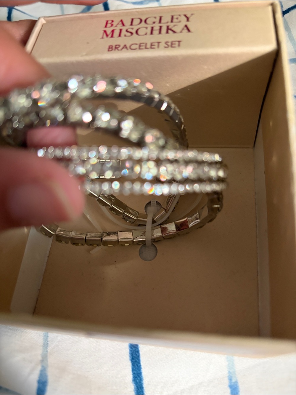 Badgley Mischka Silver Crystal Bracelet Set - Picture 2 of 4
